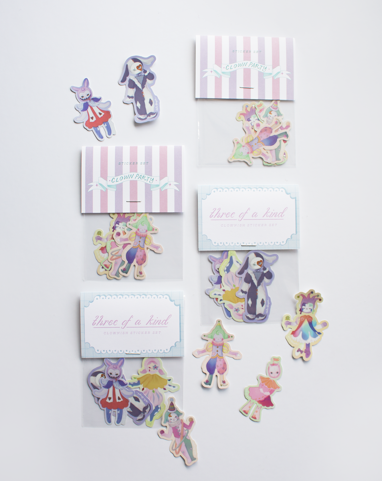 Three of a Kind Clowny Sticker Set