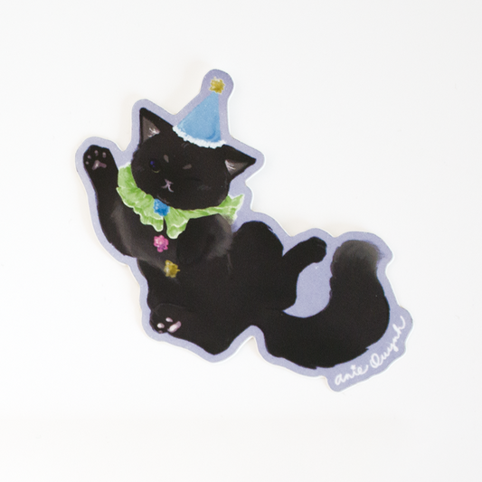 Black Cat Clown Sticker
